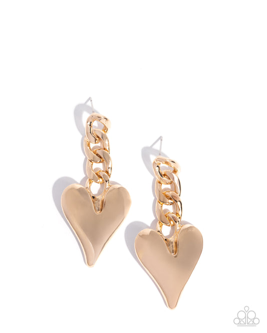 Paparazzi Accessories: Mechanic Match - Gold Heart Earring