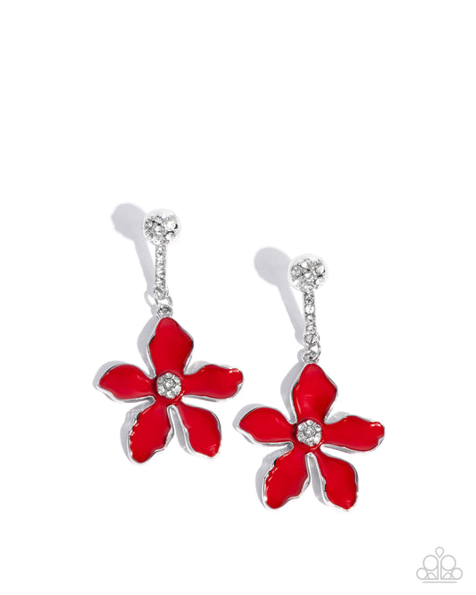 Paparazzi Accessories: Floral Fleet - Red Earring