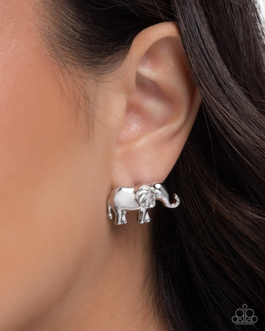 Paparazzi Accessories: Elephant Eloquence Silver Earring