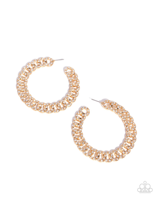 Paparazzi Accessories: Interlocked Icing Gold Earring