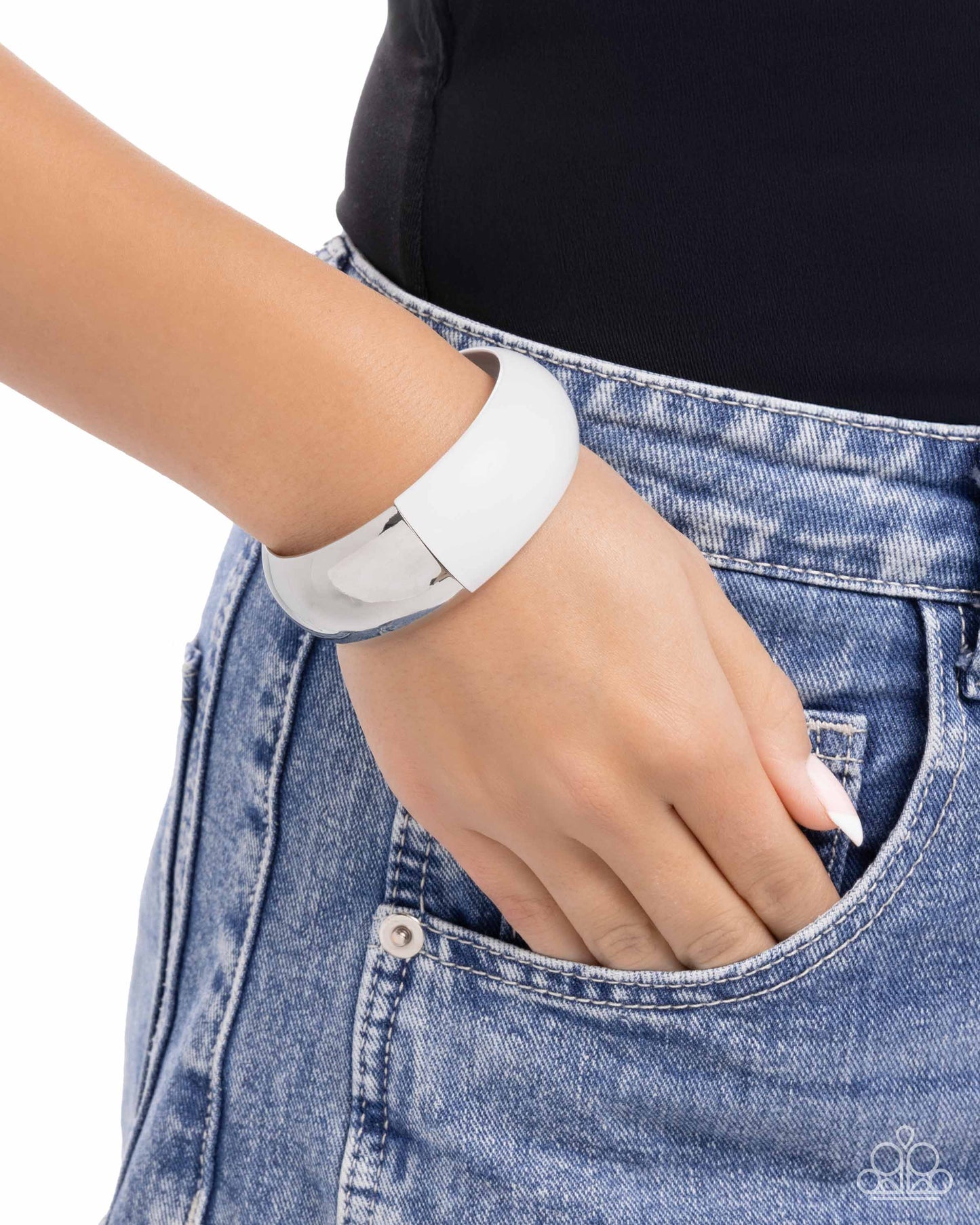 Paparazzi Accessories: Painted Paramount White Bracelet