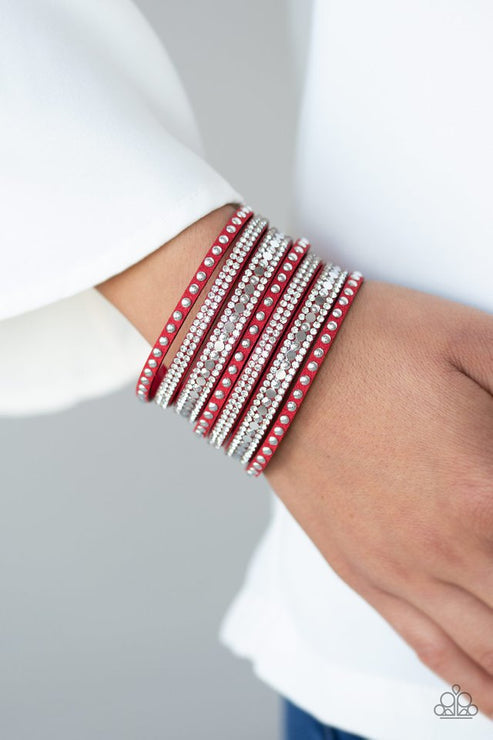 Paparazzi Accessories: All Hustle and Hairspray Red Bracelet