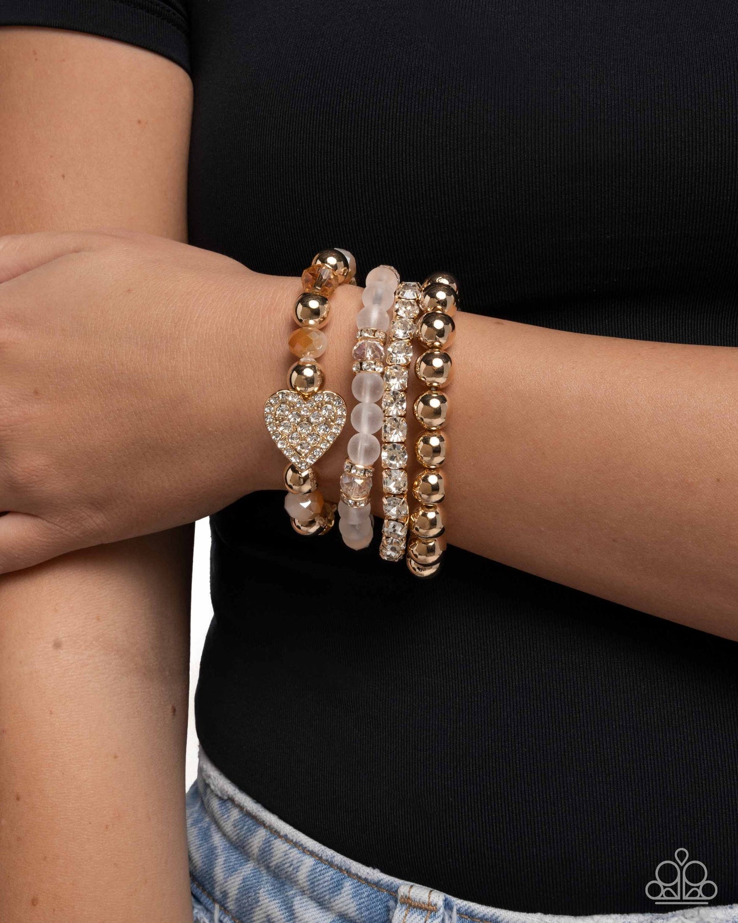 Paparazzi Accessories: Poetically Plush Gold (White) Bracelet