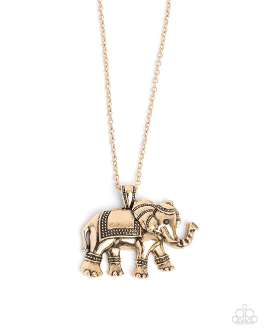 Paparazzi Accessories: Elaborate Elephant Gold Necklace
