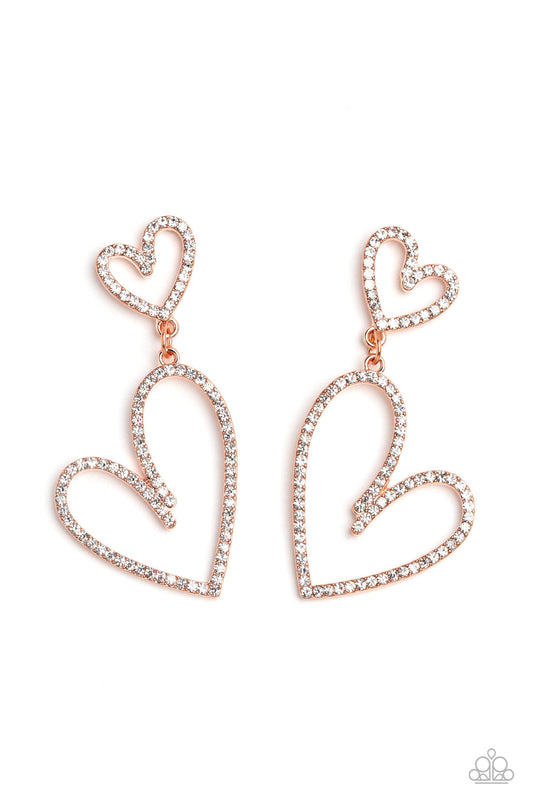 Paparazzi Accessories: Doting Duo Copper Post Earring