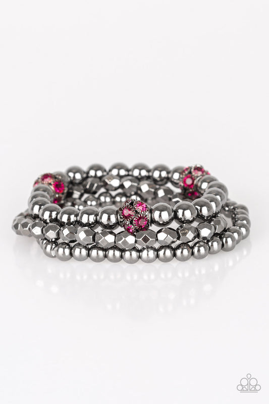 Paparazzi Accessories: Noticeably Noir - Pink Bracelet