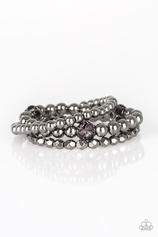Paparazzi Accessories: Noticeably Noir - Purple Bracelet