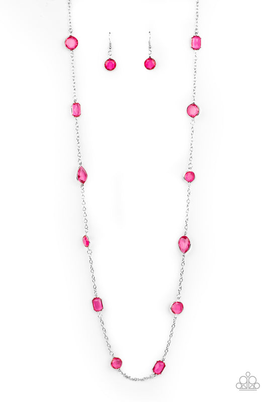 Paparazzi Accessories: Glassy Glamorous - Pink Necklace