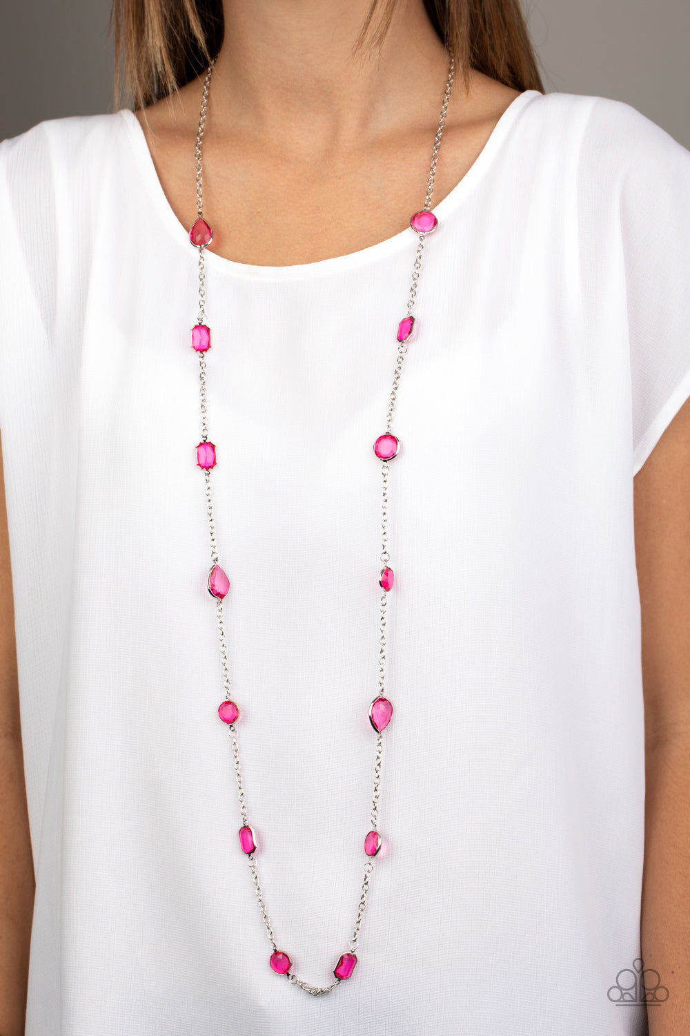 Paparazzi Accessories: Glassy Glamorous - Pink Necklace