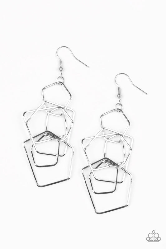 Paparazzi Accessories: Five-Sided Fabulous - Silver Earring