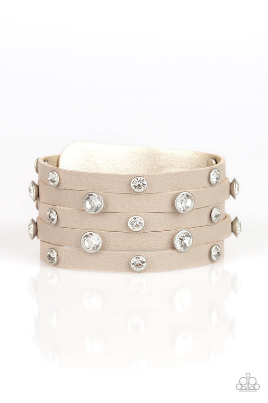 Paparazzi Accessories: Rhinestone Reputation - Brown Bracelet