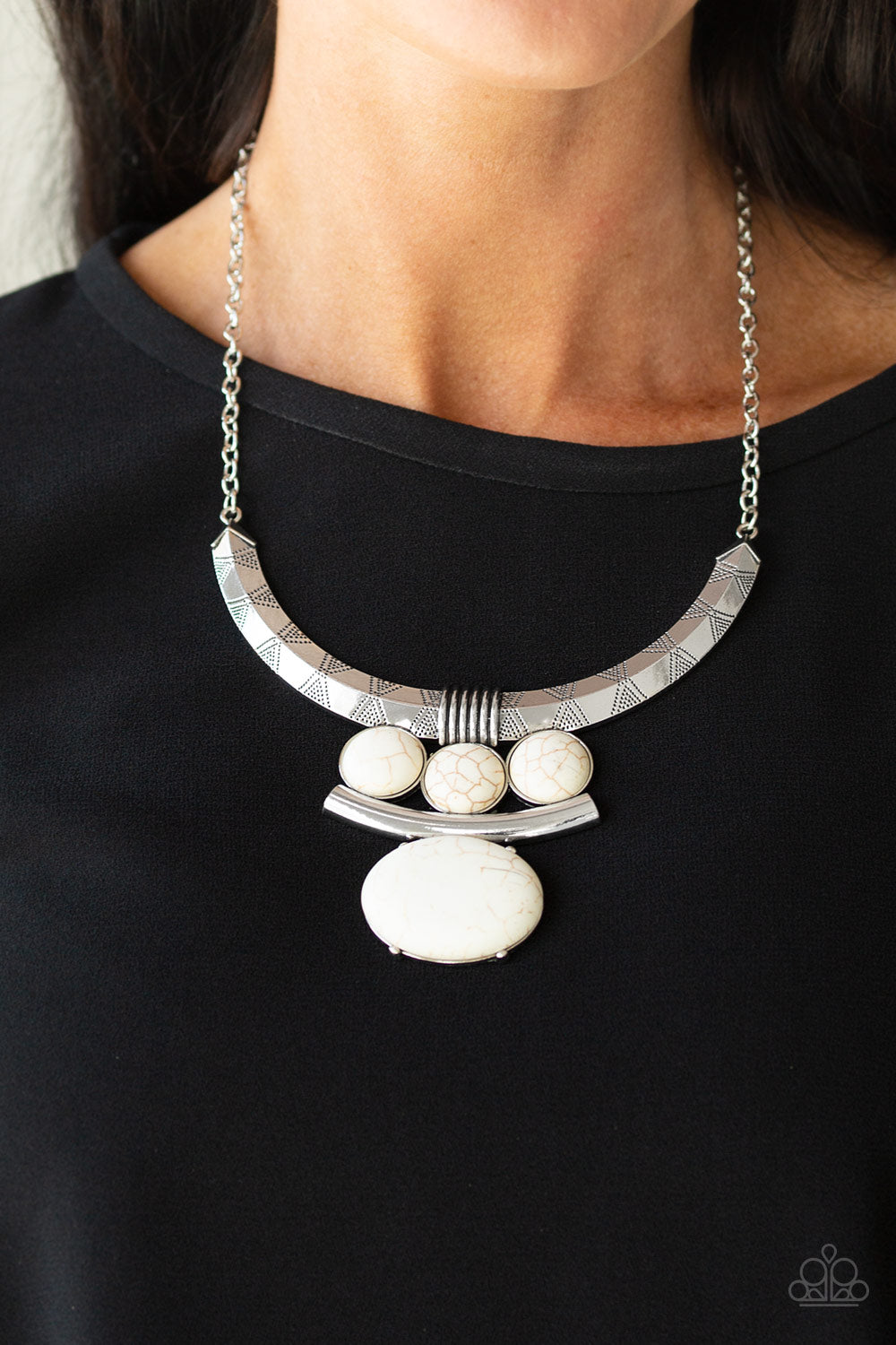 Paparazzi Accessories: Commander In CHIEFETTE - White Necklace