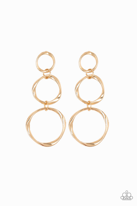 Paparazzi Accessories: Three Ring Radiance - Gold Earring