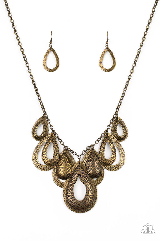 Paparazzi Accessories: Teardrop Tempest - Brass Necklace