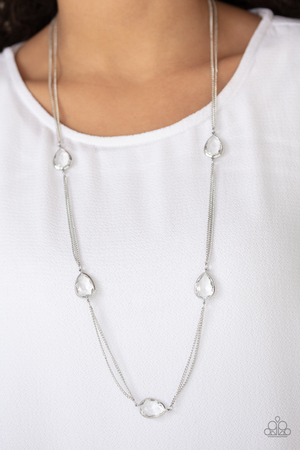 Paparazzi Accessories: Teardrop Timelessness - White Necklace