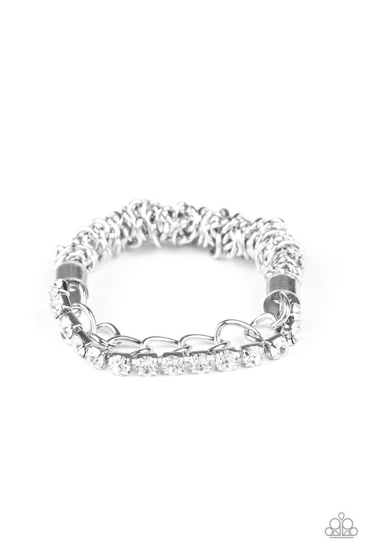 Paparazzi Accessories: Glamour Grid - White Bracelet