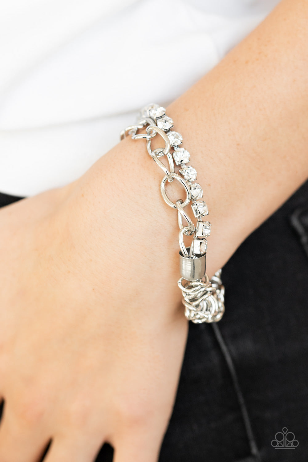 Paparazzi Accessories: Glamour Grid - White Bracelet