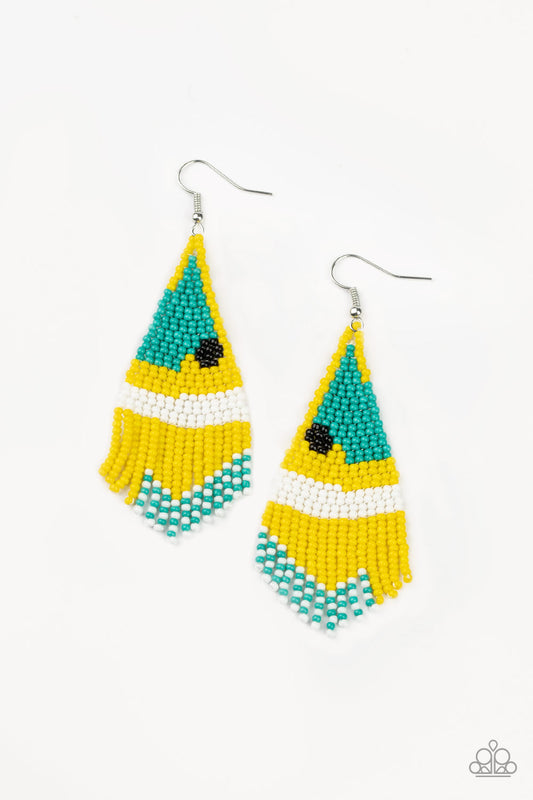 Paparazzi Accessories: Brightly Beaded - Yellow Earring