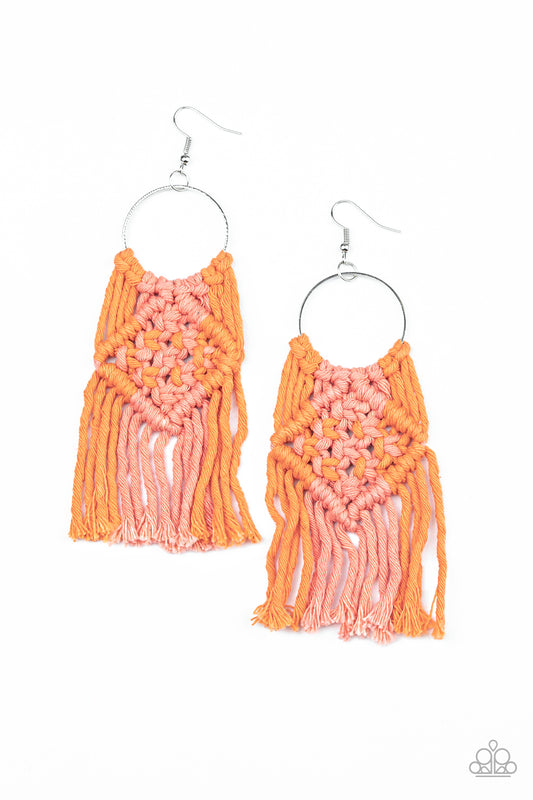 Paparazzi Accessories: Macrame Rainbow - Orange Earring