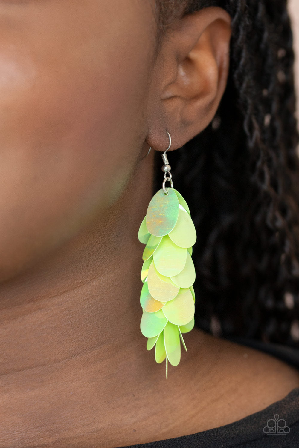 Paparazzi Accessories: Stellar In Sequins - Green Earring