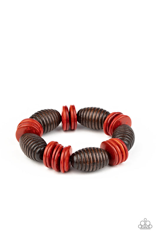 Paparazzi Accessories: Caribbean Castaway - Red Bracelet