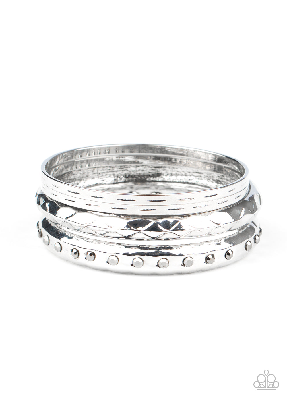 Paparazzi Accessories: Revved Up Rhinestones - Silver Bracelet