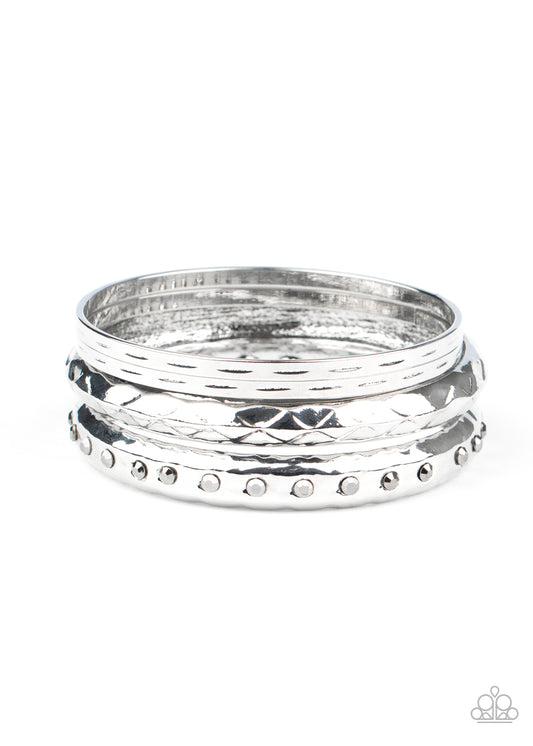 Paparazzi Accessories: Revved Up Rhinestones - Silver Bracelet