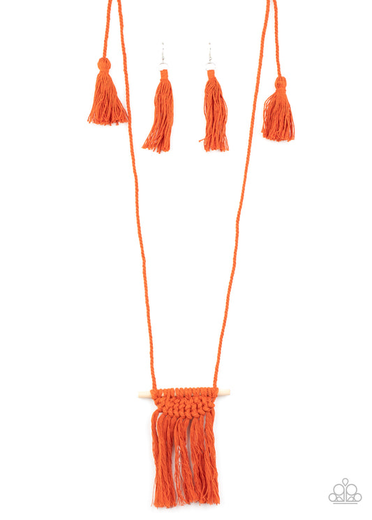 Paparazzi Accessories: Between You and MACRAME - Orange Neclace