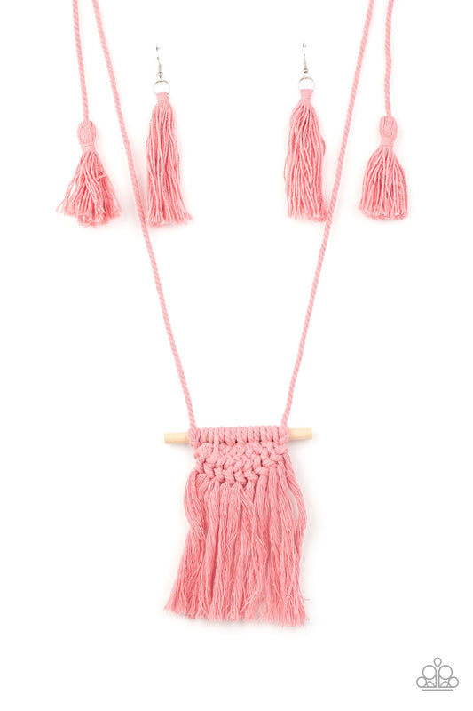 Paparazzi Accessories: Between You and MACRAME - Pink Necklace
