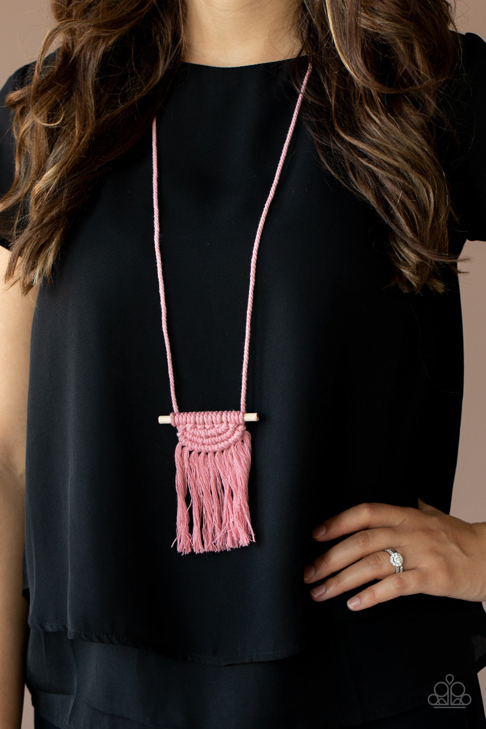 Paparazzi Accessories: Between You and MACRAME - Pink Necklace