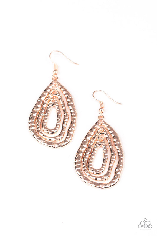 Paparazzi Accessories: Metallic Meltdown - Rose Gold Earring