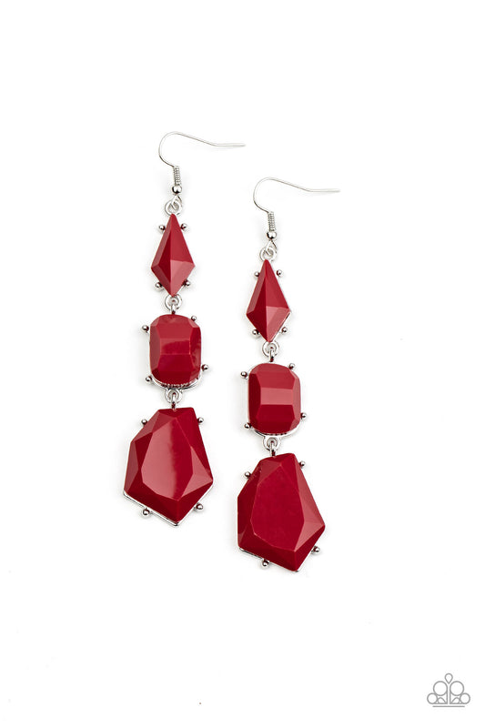 Paparazzi Accessories: Geo Getaway - Red Earring