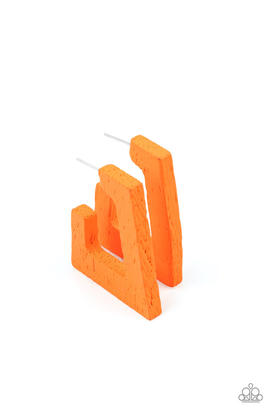 Paparazzi Accessories: The Girl Next OUTDOOR - Orange Wood Earring