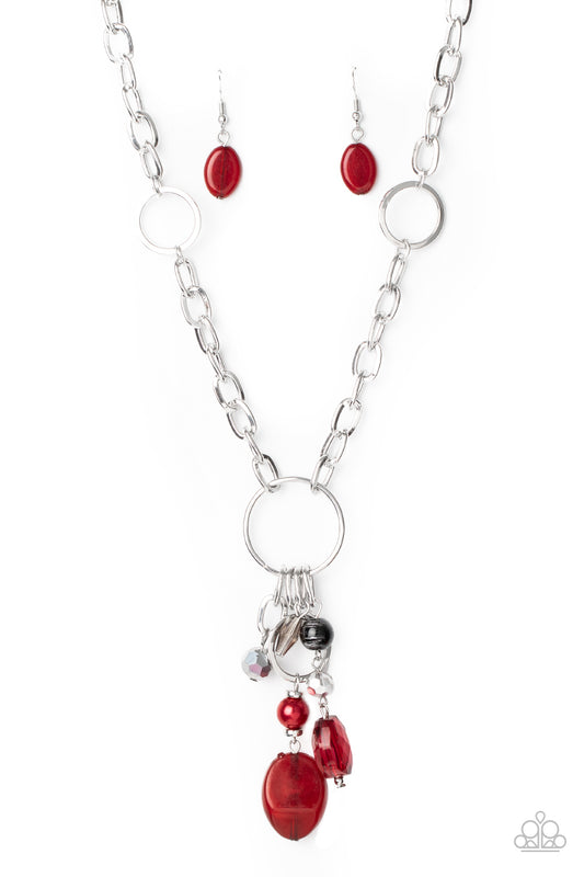 Paparazzi Accessories: Lay Down Your CHARMS - Red Necklace
