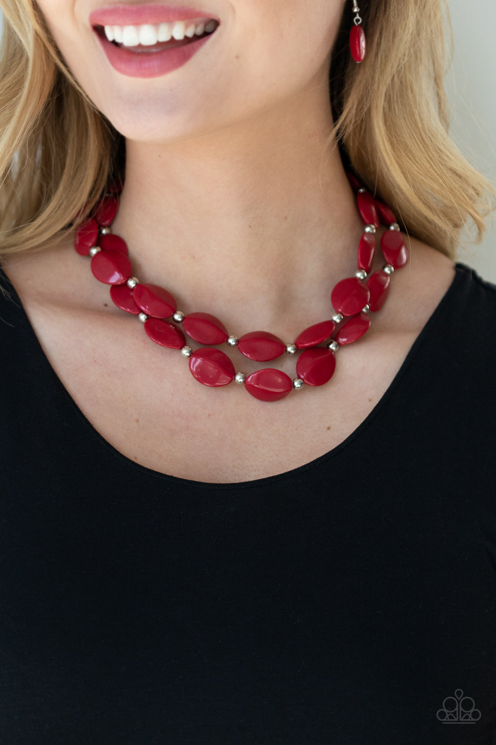 Paparazzi Accessories: Two-Story Stunner - Red Necklace