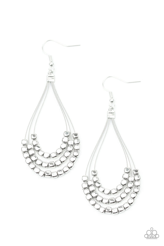 Paparazzi Accessories: Off The Blocks Shimmer - Silver Earring