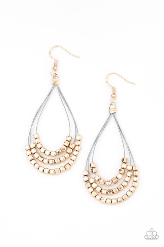 Paparazzi Accessories: Off The Blocks Shimmer - Gold Earring