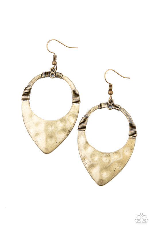 Paparazzi Accessories: Instinctively Industrial - Brass Earring