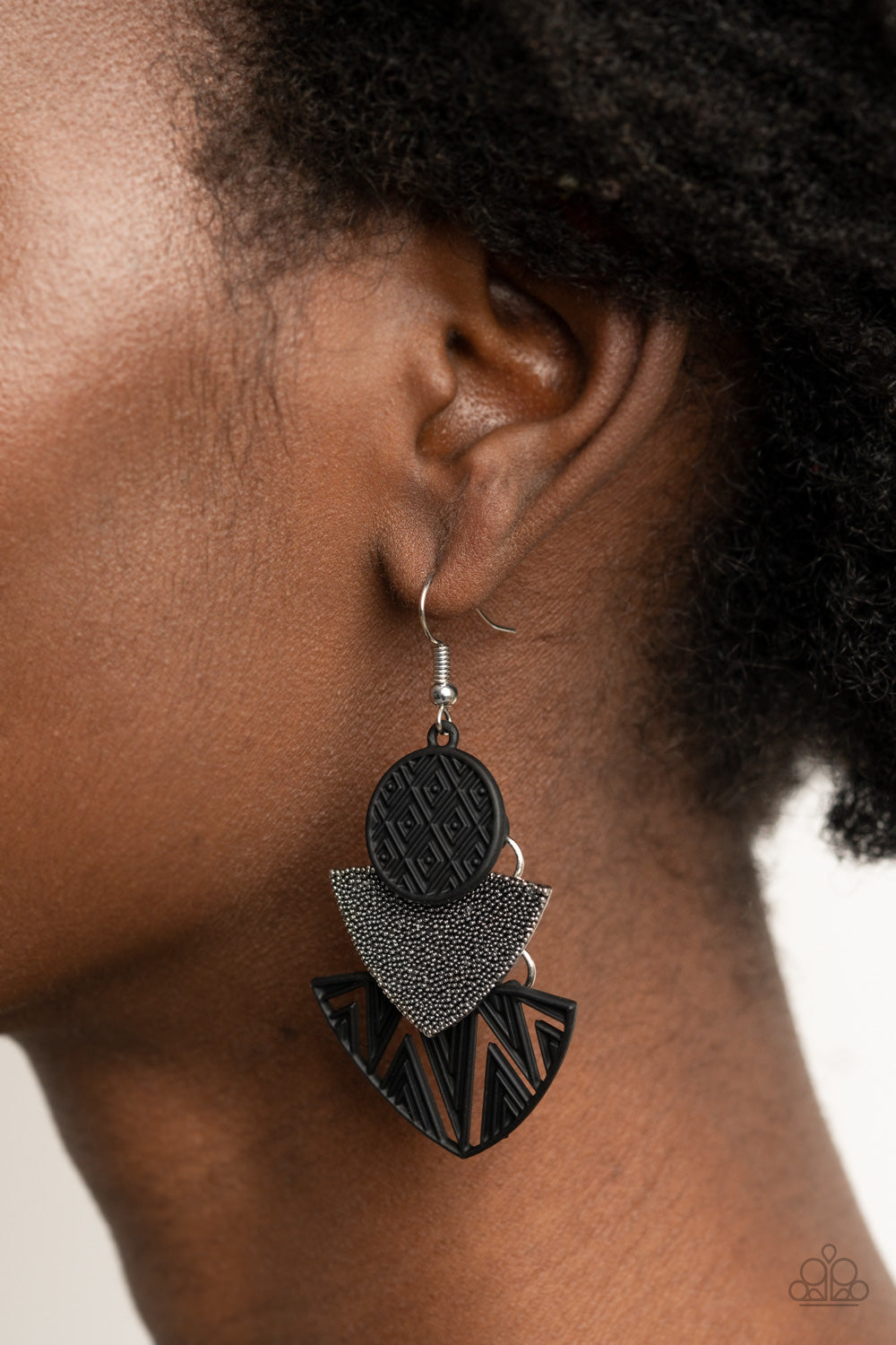 Paparazzi Accessories: Jurassic Juxtaposition - Black Earring