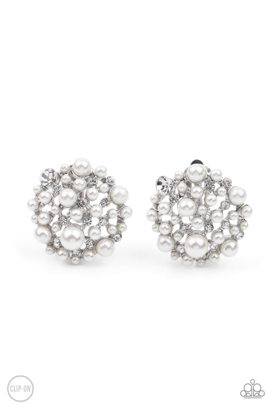 Paparazzi Accessories: Head To Toe Twinkle - White Clip On Earring