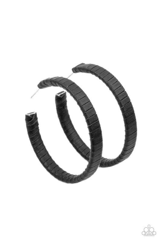 Paparazzi Accessories: Leather-Clad Legend - Black Earring
