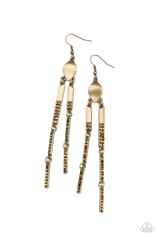 Paparazzi Accessories: Defined Dazzle - Brass Earring