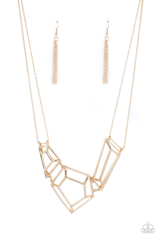 Paparazzi Accessories: 3-D Drama - Gold Necklace