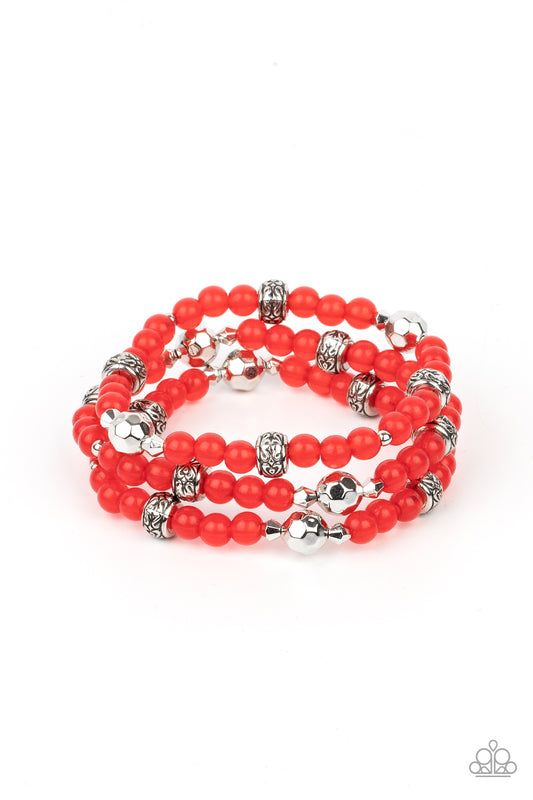 Paparazzi Accessories: Here to STAYCATION - Red Bracelet