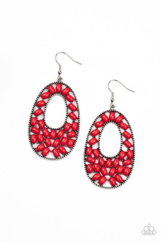 Paparazzi Accessories: Beaded Shores - Red Earring