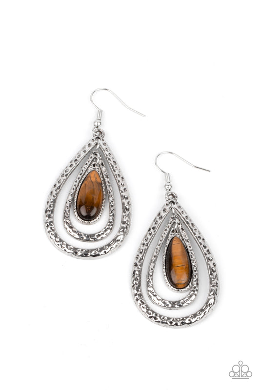 Paparazzi Accessories: Teardrop Torrent - Brown Earring