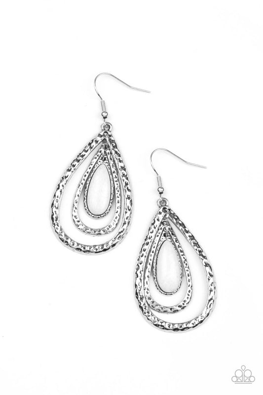Paparazzi Accessories: Teardrop Torrent - White Earring