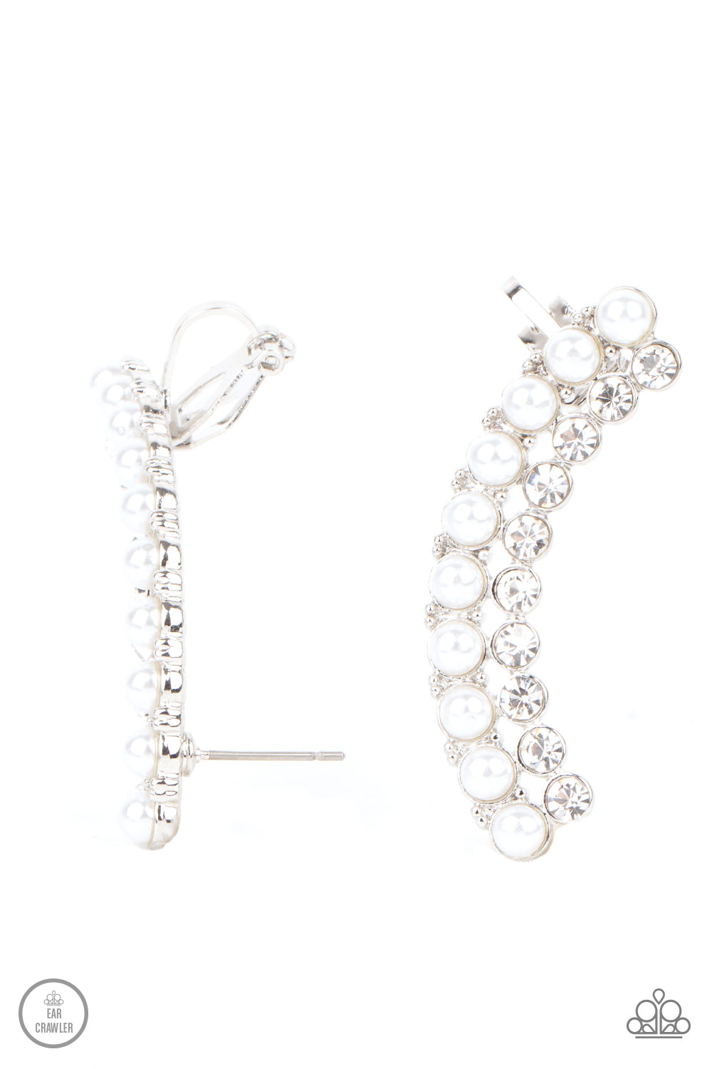 Paparazzi Accessories: Doubled Down On Dazzle - White Earring