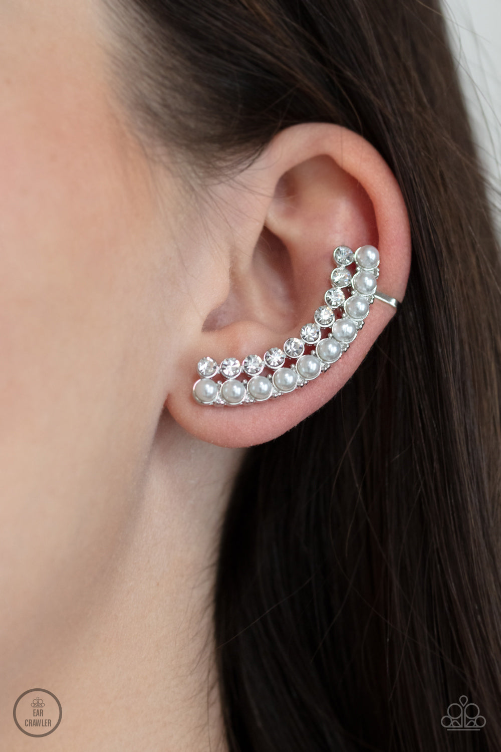 Paparazzi Accessories: Doubled Down On Dazzle - White Earring