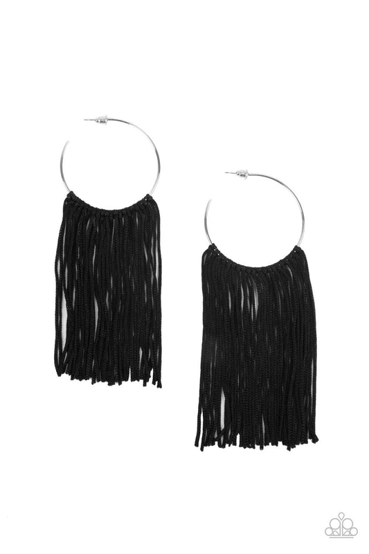 Paparazzi Accessories: Flauntable Fringe - Black Earring